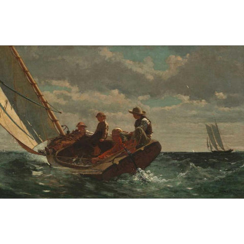 Breezing Up White Modern Wood Framed Art Print by Homer, Winslow