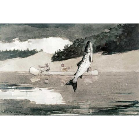 Flying Fish on Lake John White Modern Wood Framed Art Print by Homer, Winslow