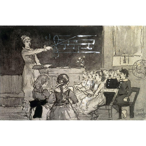 The Music Lesson Black Modern Wood Framed Art Print with Double Matting by Homer, Winslow