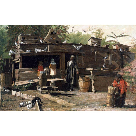 Uncle Ned at Home Gold Ornate Wood Framed Art Print with Double Matting by Homer, Winslow