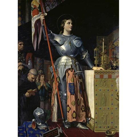 Joan of Arc at the Coronation of Charles VII White Modern Wood Framed Art Print by Ingres, Jean Auguste-Dominique