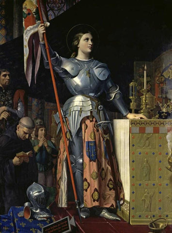 Joan of Arc at the Coronation of Charles VII Black Ornate Wood Framed Art Print with Double Matting by Ingres, Jean Auguste-Dominique