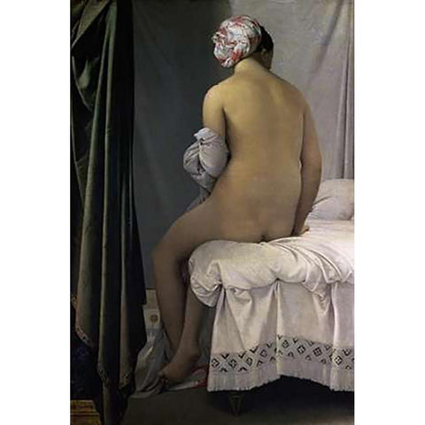 The Bather of Valpincon Black Modern Wood Framed Art Print with Double Matting by Ingres, Jean Auguste Dominique