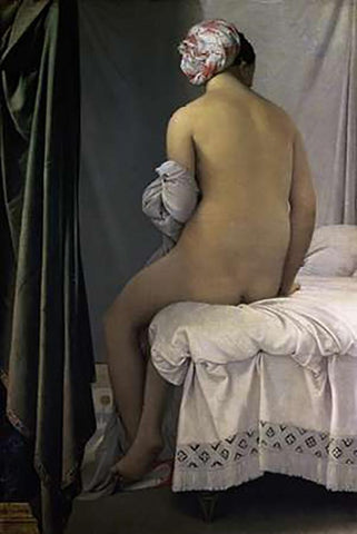 The Bather of Valpincon White Modern Wood Framed Art Print with Double Matting by Ingres, Jean Auguste Dominique