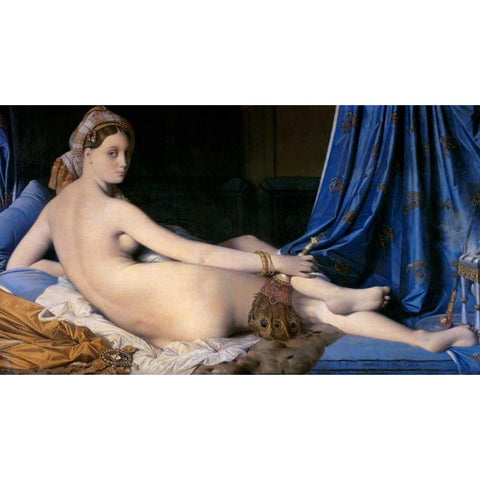 The Grand Odalisque Black Modern Wood Framed Art Print with Double Matting by Ingres, Jean Auguste-Dominique