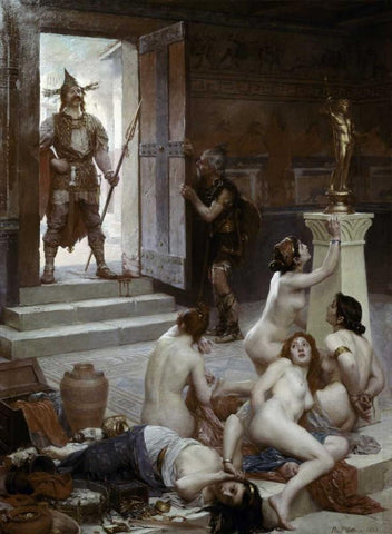 Spoils of The Battle Black Ornate Wood Framed Art Print with Double Matting by Jamin, Paul Joseph