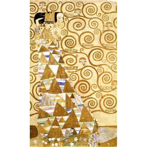 Expectation Gold Ornate Wood Framed Art Print with Double Matting by Klimt, Gustav