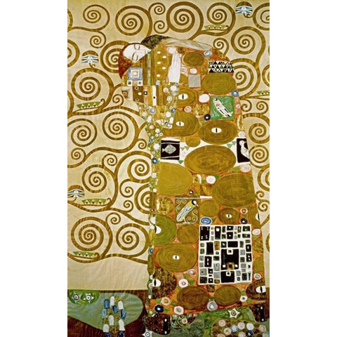 Fulfillment Black Modern Wood Framed Art Print with Double Matting by Klimt, Gustav