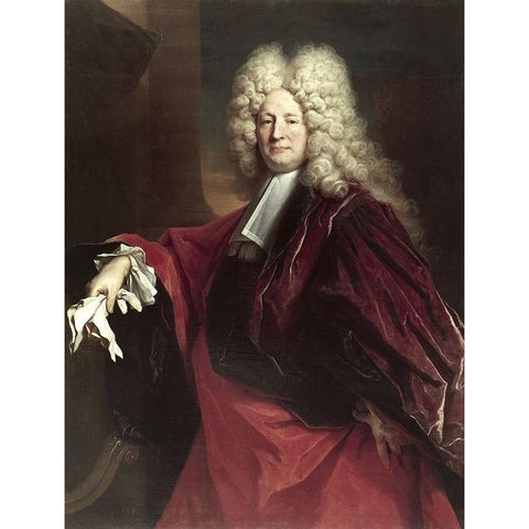 Portrait of An Alderman Black Modern Wood Framed Art Print with Double Matting by Largilliere, Nicolas de