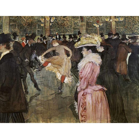 At the Moulin Rouge: The Dance White Modern Wood Framed Art Print by Toulouse-Lautrec, Henri