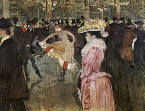 At the Moulin Rouge: The Dance Black Ornate Wood Framed Art Print with Double Matting by Toulouse-Lautrec, Henri