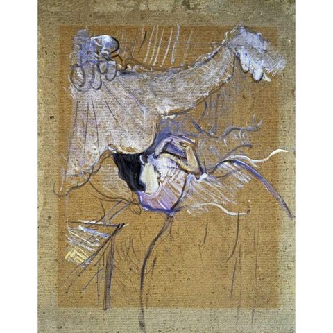 Au Lit Gold Ornate Wood Framed Art Print with Double Matting by Toulouse-Lautrec, Henri