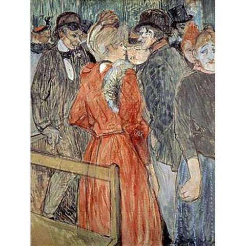 Au Moulin de la Galette White Modern Wood Framed Art Print by Toulouse-Lautrec, Henri