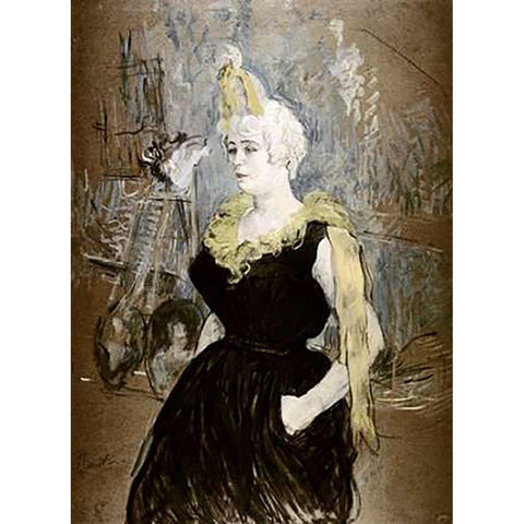 Cha-U-Kao Gold Ornate Wood Framed Art Print with Double Matting by Toulouse-Lautrec, Henri