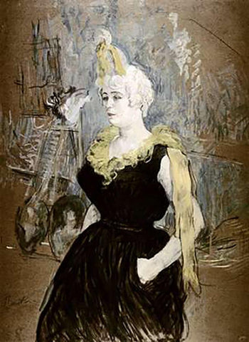 Cha-U-Kao White Modern Wood Framed Art Print with Double Matting by Toulouse-Lautrec, Henri