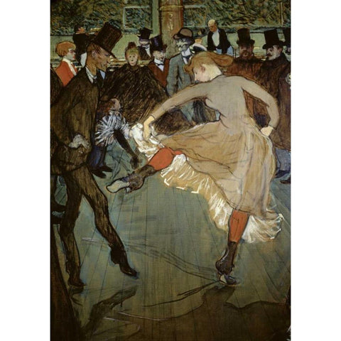 Dance at the Moulin Rouge - Detail White Modern Wood Framed Art Print by Toulouse-Lautrec, Henri