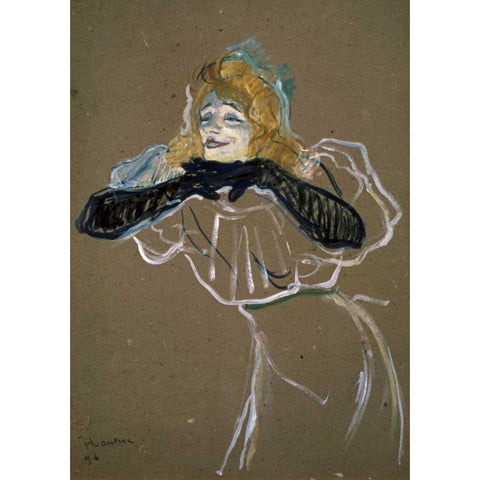 La Chanteuse: Yvette Gilbert Black Modern Wood Framed Art Print by Toulouse-Lautrec, Henri