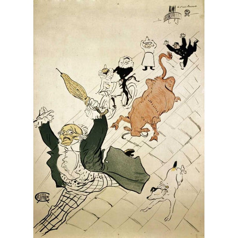 La Vache Enragee Black Modern Wood Framed Art Print with Double Matting by Toulouse-Lautrec, Henri