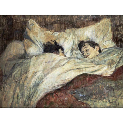 Le Lit Black Modern Wood Framed Art Print by Toulouse-Lautrec, Henri