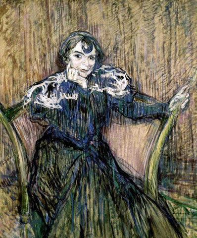 Madame Berthe Bady White Modern Wood Framed Art Print with Double Matting by Toulouse-Lautrec, Henri