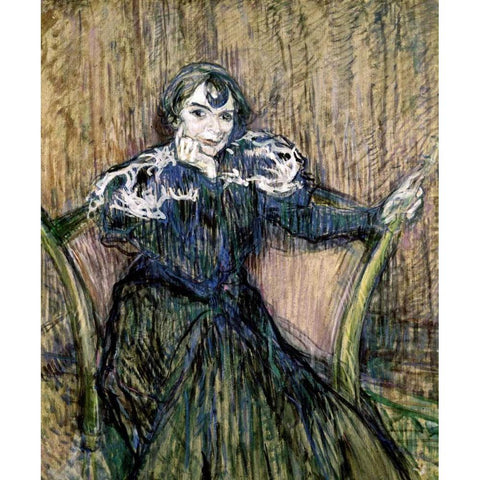 Madame Berthe Bady White Modern Wood Framed Art Print by Toulouse-Lautrec, Henri