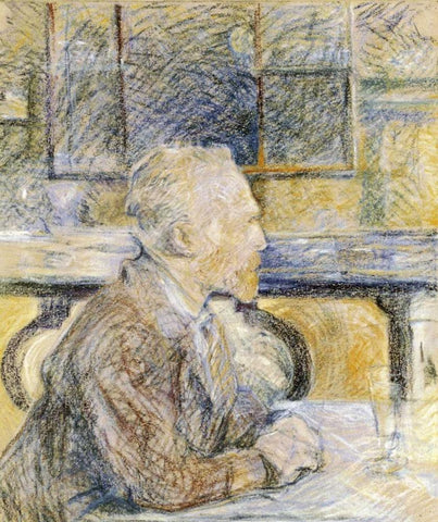 Portrait of Van Gogh Black Ornate Wood Framed Art Print with Double Matting by Toulouse-Lautrec, Henri