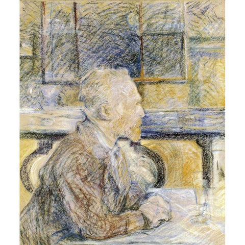 Portrait of Van Gogh Black Modern Wood Framed Art Print by Toulouse-Lautrec, Henri