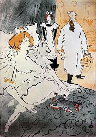 Qui, LArtisan Moderne White Modern Wood Framed Art Print with Double Matting by Toulouse-Lautrec, Henri