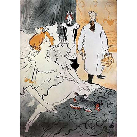 Qui, LArtisan Moderne Gold Ornate Wood Framed Art Print with Double Matting by Toulouse-Lautrec, Henri