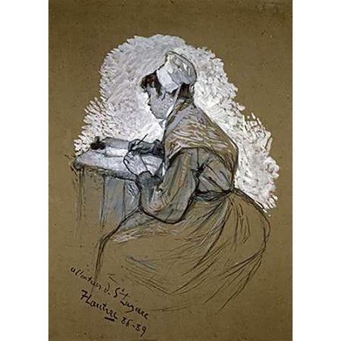 The Authoress of St. Lazare Black Modern Wood Framed Art Print with Double Matting by Toulouse-Lautrec, Henri