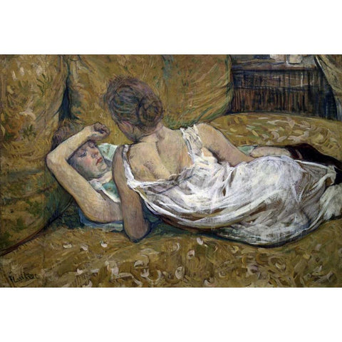 Two Friends White Modern Wood Framed Art Print by Toulouse-Lautrec, Henri