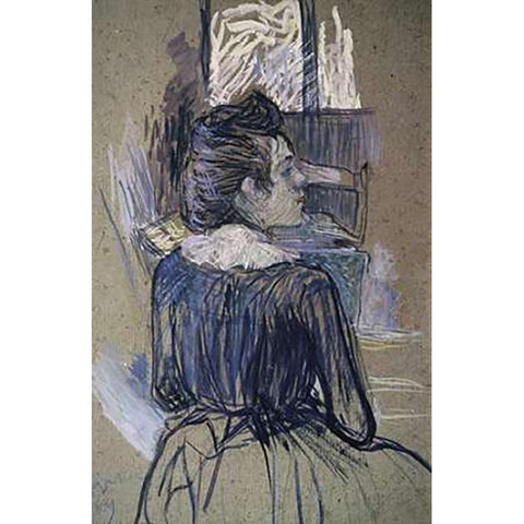 Woman At The Widow Black Modern Wood Framed Art Print with Double Matting by Toulouse-Lautrec, Henri