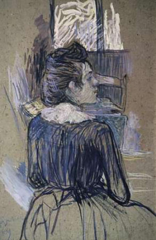 Woman At The Widow White Modern Wood Framed Art Print with Double Matting by Toulouse-Lautrec, Henri