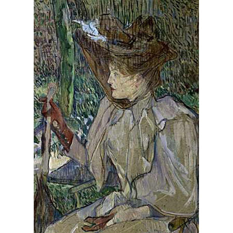 Woman With Gloves Black Modern Wood Framed Art Print with Double Matting by Toulouse-Lautrec, Henri