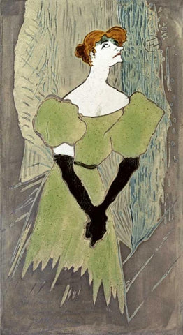 Yvette Guilbert Black Ornate Wood Framed Art Print with Double Matting by Toulouse-Lautrec, Henri