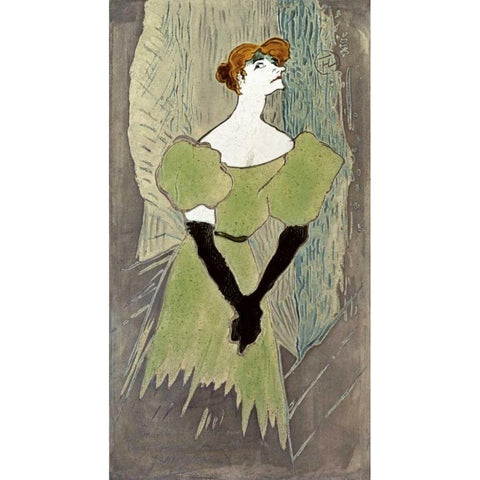 Yvette Guilbert Black Modern Wood Framed Art Print with Double Matting by Toulouse-Lautrec, Henri