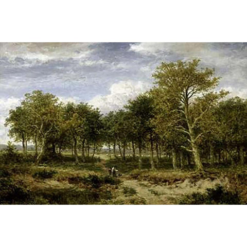 Wooded Landscape Near Surrey White Modern Wood Framed Art Print by Leader, Benjamin Williams