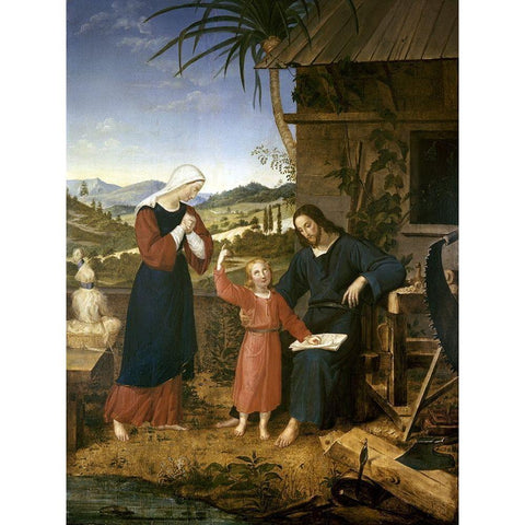 Christ In The Carpenter Shop Gold Ornate Wood Framed Art Print with Double Matting by Leonardshof, John von