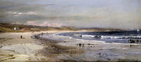 Along the Coast White Modern Wood Framed Art Print with Double Matting by Lewis, Edmund Darch