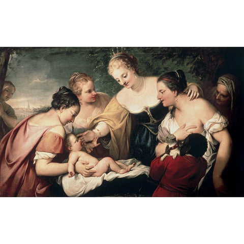 Finding of Moses Gold Ornate Wood Framed Art Print with Double Matting by Liberi, Pietro