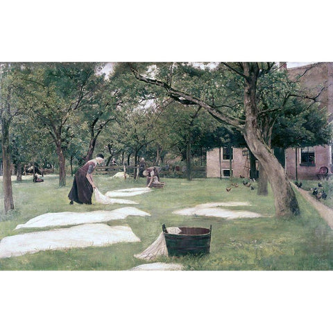 Bleaching Ground White Modern Wood Framed Art Print by Liebermann, Max