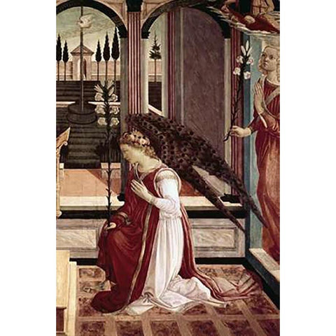 Annunciation - Detail White Modern Wood Framed Art Print by Lippi, Filippo