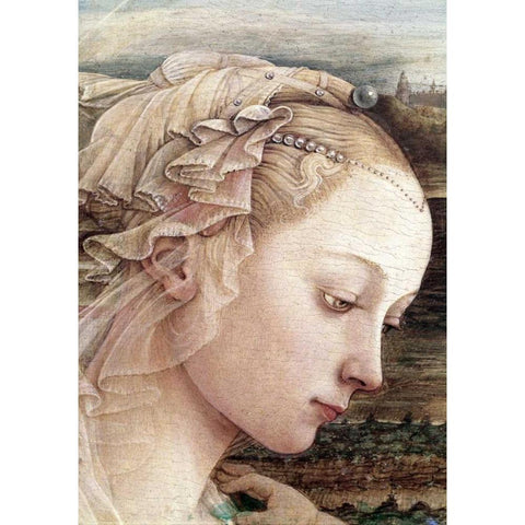 Madonna and Child - Detail - Madonna Black Modern Wood Framed Art Print with Double Matting by Lippi, Filippo