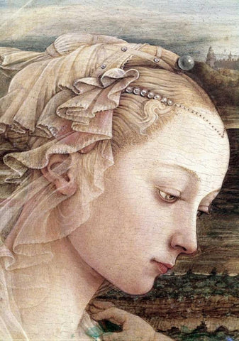 Madonna and Child - Detail - Madonna Black Ornate Wood Framed Art Print with Double Matting by Lippi, Filippo