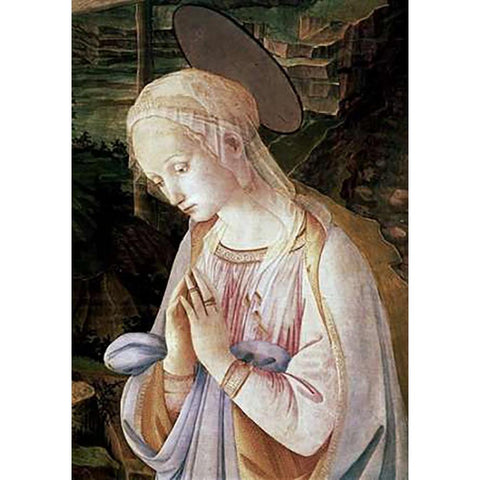 Madonna and Child With Angels - Detail White Modern Wood Framed Art Print by Lippi, Filippo