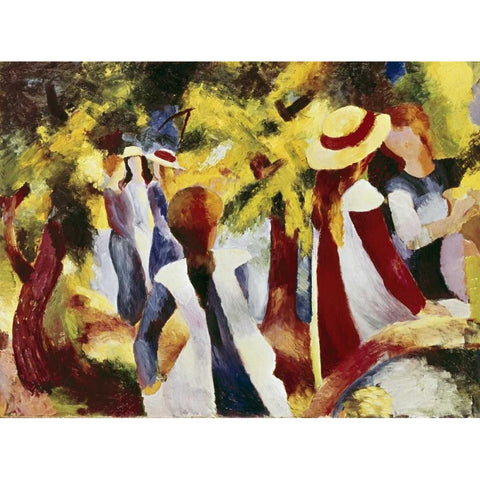 Girls Among Trees White Modern Wood Framed Art Print by Macke, August