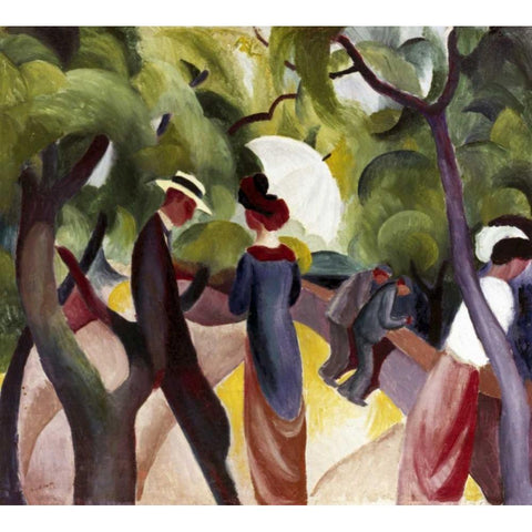 Promenade Black Modern Wood Framed Art Print with Double Matting by Macke, August