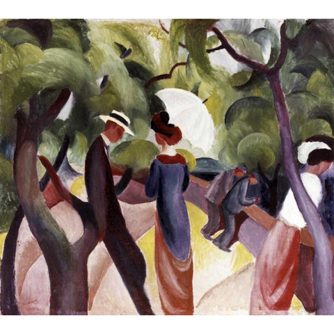 Promenade Black Modern Wood Framed Art Print with Double Matting by Macke, August