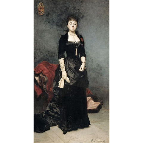 Duchess of Berwick and Alba White Modern Wood Framed Art Print by Madrazo y Garreta, Raimundo de