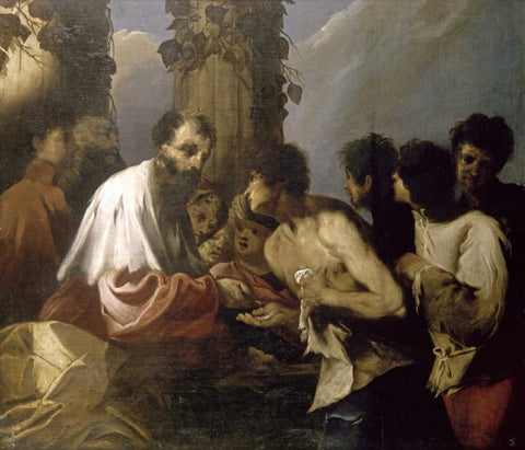 Parable of The Laborers In The Vineyards White Modern Wood Framed Art Print with Double Matting by Maffei, Francesco